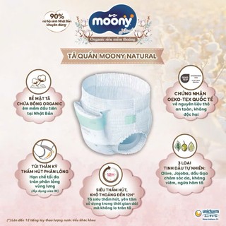 Tã Dán/Quần Moony Natural siêu cao cấp NB62+4/ S58+2/ M46/ L36/ XL32/ XXXL14 (hàng nhập khẩu chính hãng)