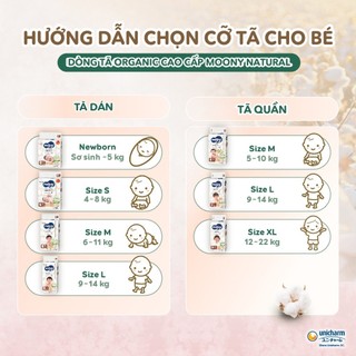 Tã Dán/Quần Moony Natural siêu cao cấp NB62+4/ S58+2/ M46/ L36/ XL32/ XXXL14 (hàng nhập khẩu chính hãng)