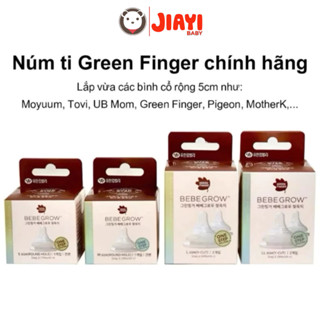 Núm ti bình sữa Green Finger Hàn quốc, núm ty 2 van thoát khí (vừa bình moyuum, pigeon, Tovi... và bình rộng 5cm)