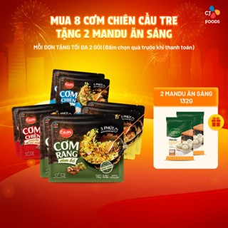 [Tặng 2 Mandu ăn sáng] Combo 8 cơm chiên Cầu Tre 210g x 8 (Hải sản x2, Dưa bò x2, Gà cháy tỏi x2, Kimchi xúc xích x2)