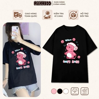 Áo thun unisex oversize LOOPY, áo phông cotton nữ ngắn tay form rộng, áo thun xinh cho nữ giá rẻ