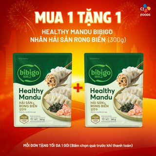[Mua 1 tặng 1] Bánh xếp Healthy Mandu Hàn Quốc Bibigo – nhân Hải Sản & Rong Biển 280g