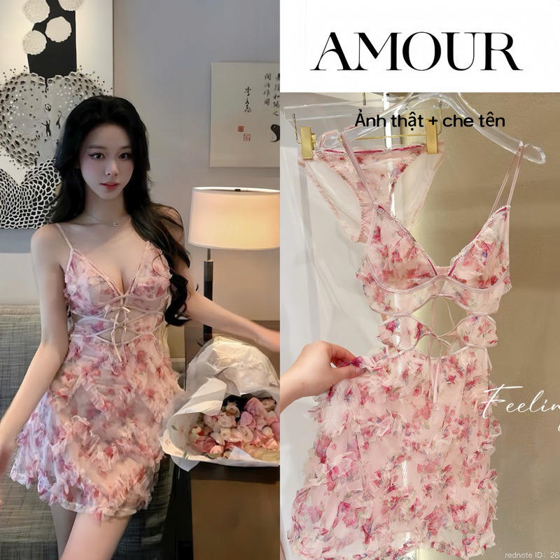  Đầm mặc nhà gợi cảm quyến rũ kèm chíp AMOUR _ SP405 Váy ngủ ren xinh Đầm mặc nhà gợi cảm quyến rũ kèm chíp 