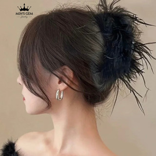 Kẹp Tóc Lông Vũ Màu Đen MINS GEM Style Cá Tính Thanh Lịch Phụ Kiện Tóc Xinh Xắn Cho Nữ - PKT04