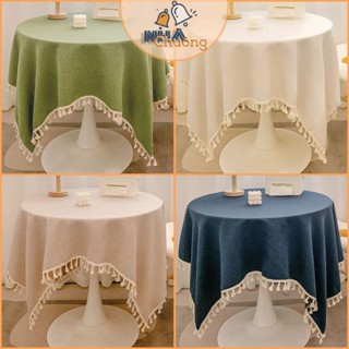 Khăn Trải Bàn Vải Tua Rua Trang Trí Bàn Tròn, Bàn Vuông, Khăn Trải Bàn Một Màu Hiện Đại
