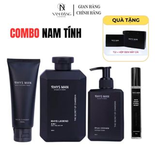 Combo Nam Tính RHYS MAN: Sữa Tắm Gội 3in1, Gel Rửa Mặt 100ml, Dung Dịch Vệ Sinh 120ml, Nước Hoa 10ml
