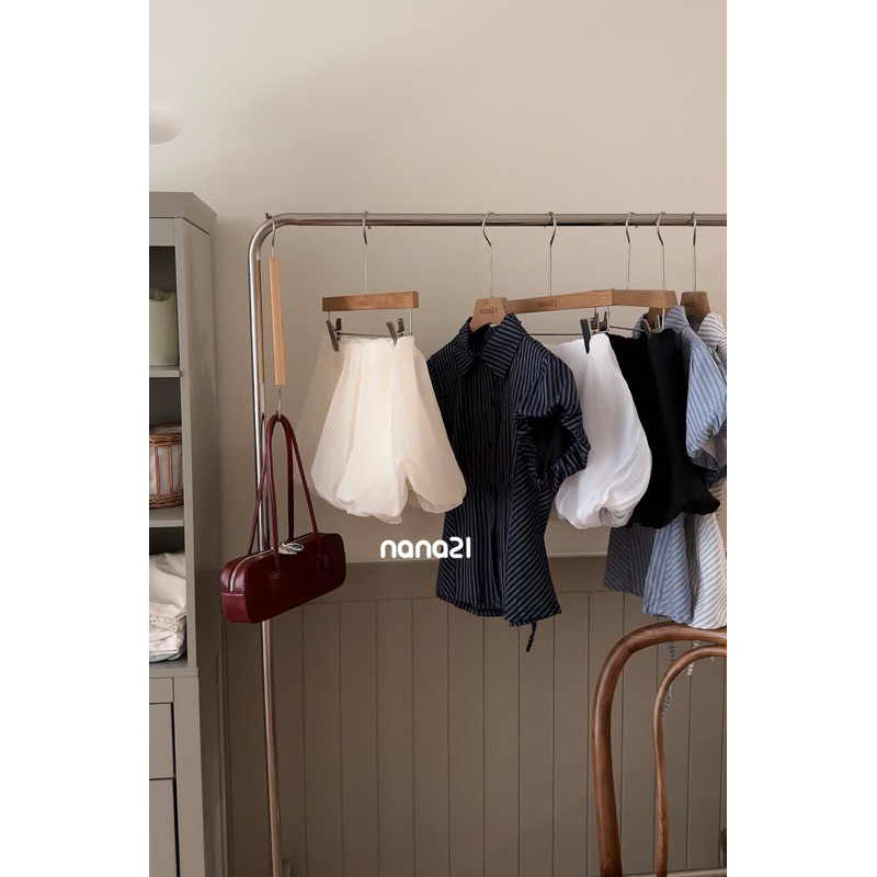 Áo sơ mi kẻ tay bồng Nana21 Nanastore21 A7979 Nữ Woman | BigBuy360 - bigbuy360.vn