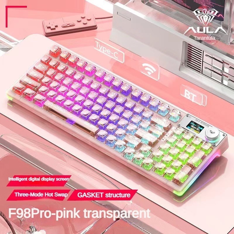 Aula F98proV3 bàn phím cơ kết hợp núm xoay và màn hình siêu đỉnh kết nối 3 chế độ | BigBuy360 - bigbuy360.vn