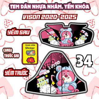  Combo tem dán yếm xe VISION 2020-2025 trang trí chống trầy gấu dâu  decal sticker nhãn dán 