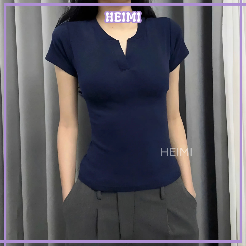 Áo Thun Cổ Trụ Tàu Form Ôm Body HEIMI, Áo Body Thắt Eo Tôn Dáng Chất Thun Cotton Mềm Mịn Co Giãn | BigBuy360 - bigbuy360.vn