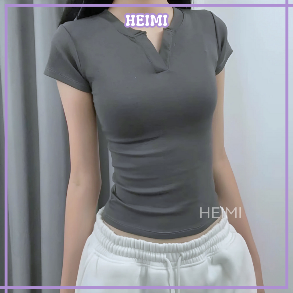 Áo Thun Cổ Trụ Tàu Form Ôm Body HEIMI, Áo Body Thắt Eo Tôn Dáng Chất Thun Cotton Mềm Mịn Co Giãn | BigBuy360 - bigbuy360.vn