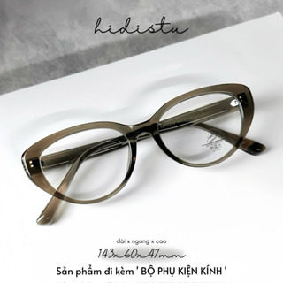 Gọng kính mắt mèo bầu tròn full nhựa Kiimi. Dáng kính trung bình, phù hợp tất cả dáng mặt. Hidi Studio Eyewear