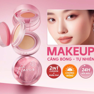   Thử 5g Cushion chống nắng dưỡng ẩm kèm phấn phủ 2 in1 HEXZE Spf25 PA+++ Nâng tone kháng nước cố định lớp makeup 