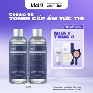 [Hannah Olala] Combo 2 Nước hoa hồng Dear, Klairs Supple Preparation Unscented Toner 180ml