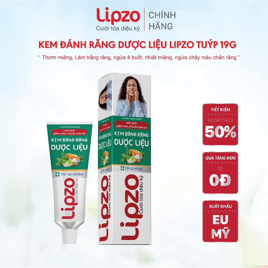 Kem Đánh Răng Dược Liệu Lipzo Mini 19g Từ Dược Liệu Tự Nhiên Bảo Vệ Nướu Và Răng