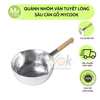 Nồi chảo sâu lòng, quánh nhôm dày MYCOOK Nồi nhôm cán gỗ dài có miệng rót