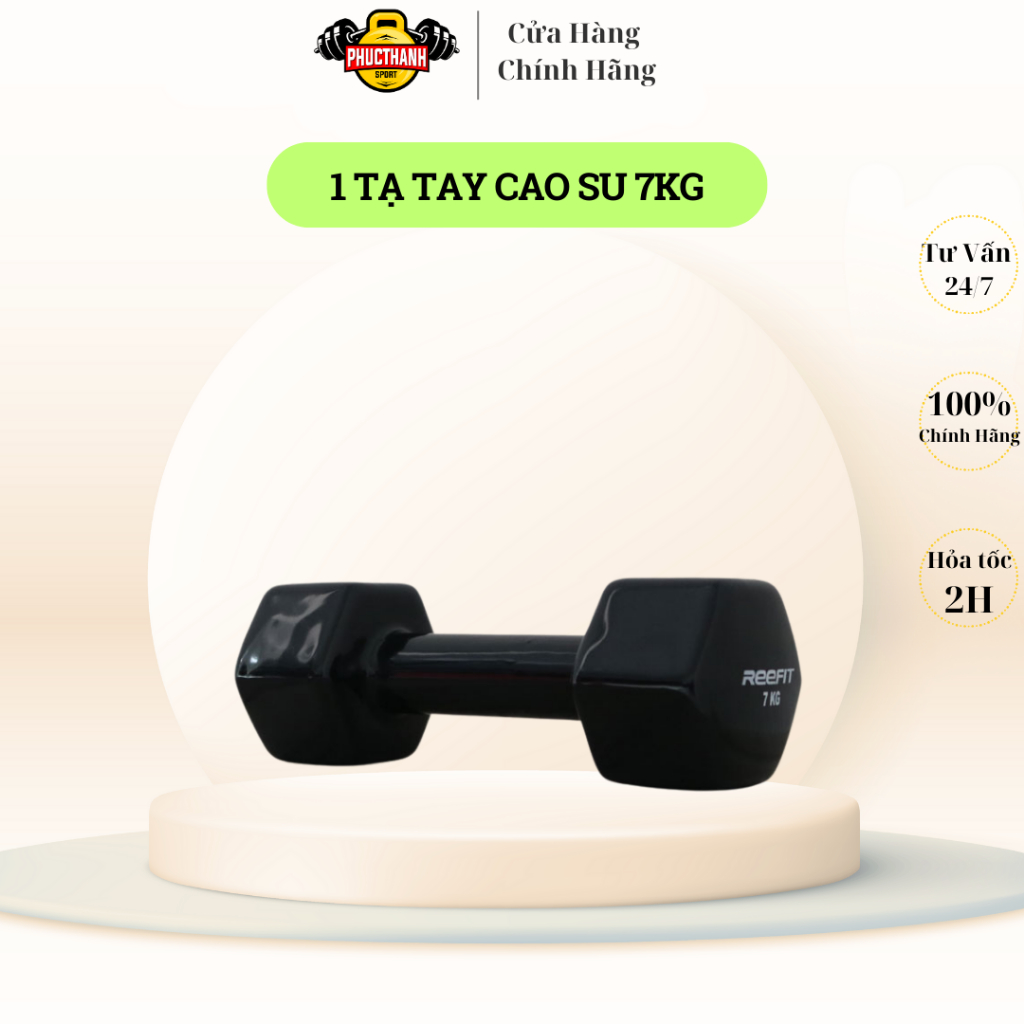 Tạ Tay Bọc Cao Su 7kg - Thiết Kế Cạnh Vuông Chống Lăn, Dụng Cụ Tập Gym Tại Nhà ( 1 cục )
