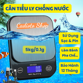 Cân Tiểu Ly Điện Tử Chống Nước Cadioto Cân Nhà Bếp Dùng Sạc 5Kg Chính Xác Cân Thực Phẩm, Làm Bánh