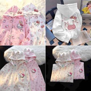 Áo Khoác nỉ in 3D mèo kitty dễ thương cực đẹp full zip chống nắng tốt