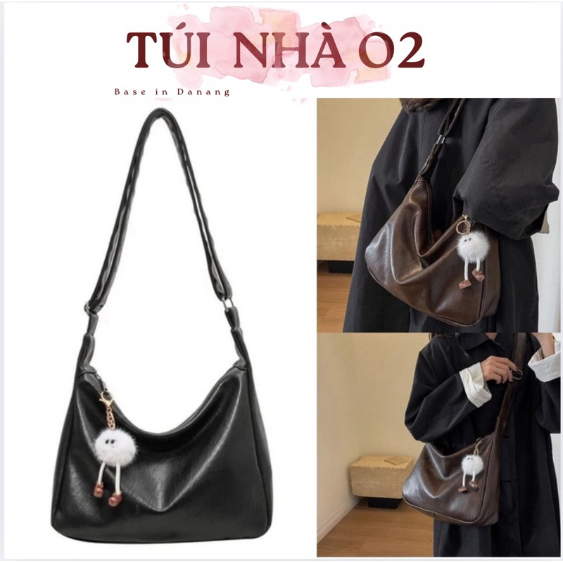 [KÈM CHARM] Túi da đeo chéo nam, nữ vừa lap13inch A4 dây đeo điều chỉnh. - TÚI NHÀ O2