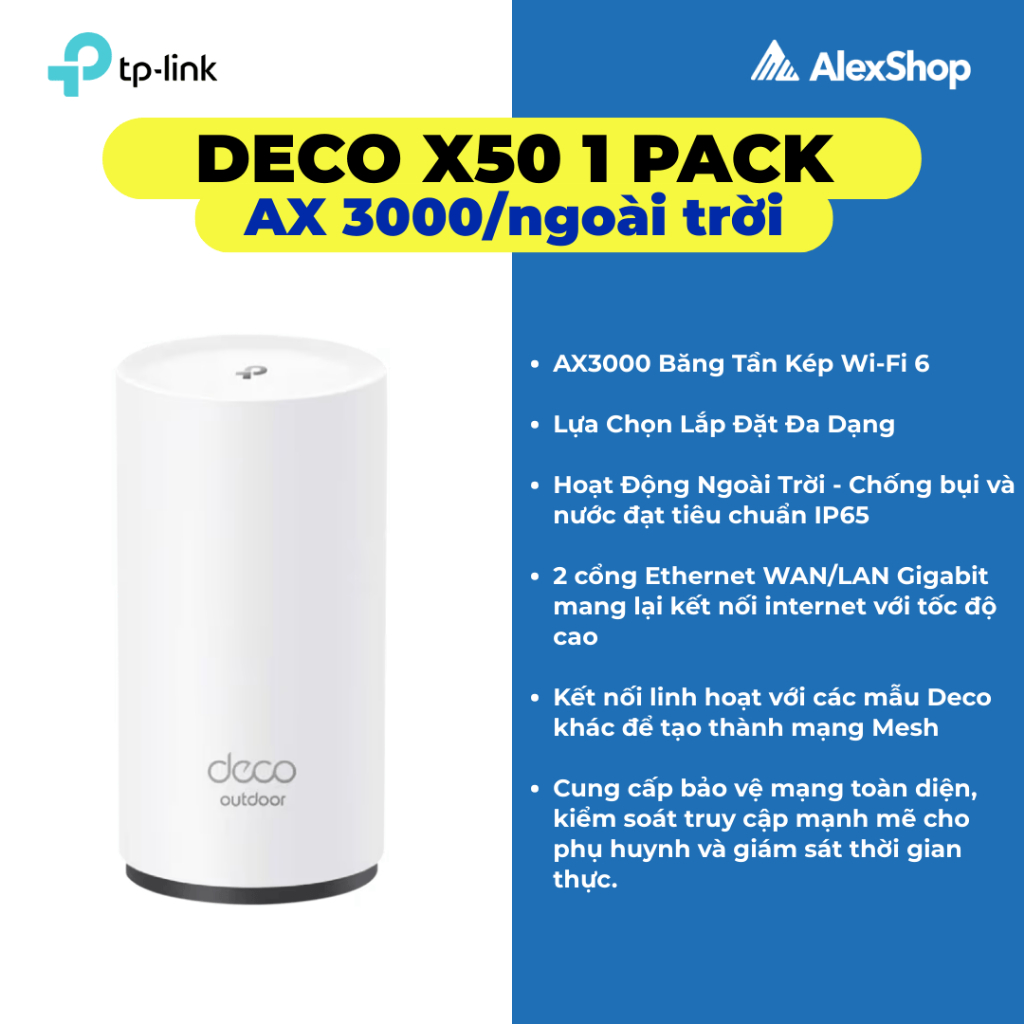 [AX3000-Ngoài Trời POE] TP-Link Deco X50 Thiết Bị Phát Wifi 6 POE Mesh Băng Thông AX3000