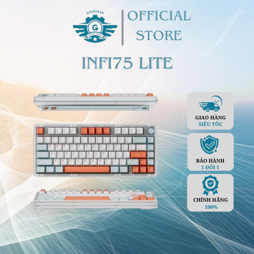 [Sẵn Giao] Bàn Phím Cơ Không Dây Infi75 Lite - Tạ Thép - 3 Mode - Mạch Xuôi - Gasket Mount - Hotswap
