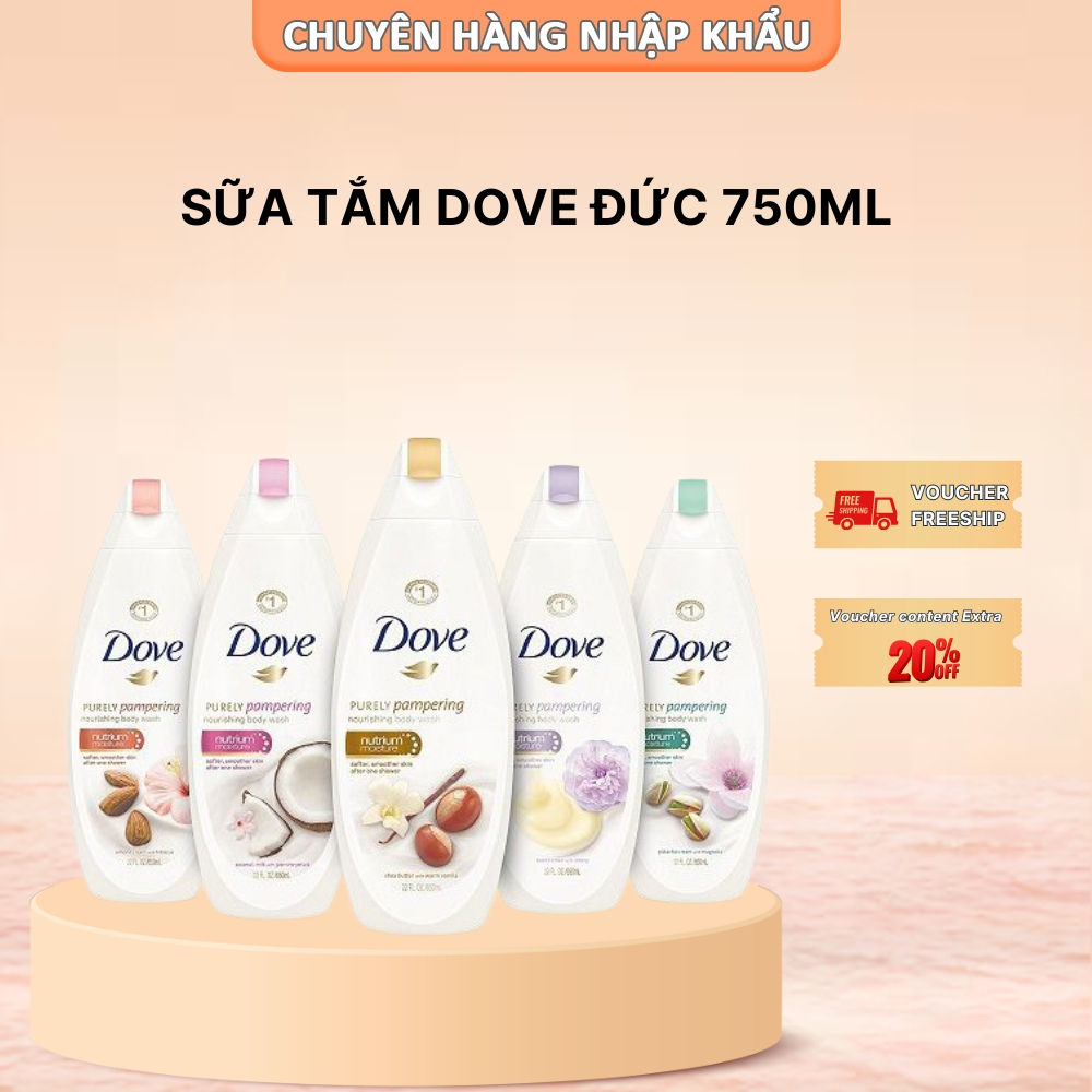 Sữa tắm Dove Đức 750ml Hương Nước Hoa Thơm Mát Dưỡng Ẩm Dưỡng Trắng Da