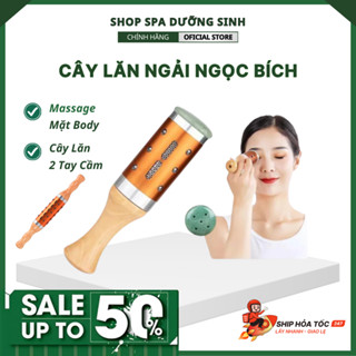 Cây Lăn Ngải Ngọc Bích Dùng Massage Mặt và Body, Thanh Lăn Ngải Ngọc Tay Cầm Gỗ Mát Xa Hàng Cao Cấp