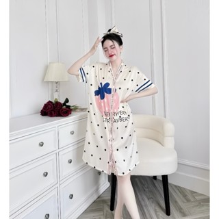  Váy ngủ sơ mi Hisexy cổ chữ y Pijama sơ mi form suông Lụa Latin Cao cấp SM24 