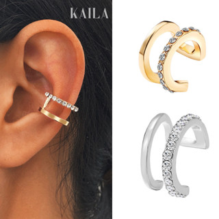  Khuyên Kẹp Vành Tai Không Xỏ Lỗ 2 Màu Vàng Bạc KAILA Bông Tai Phong Cách Vintage Dành Cho Nam Và Nữ BTK1 