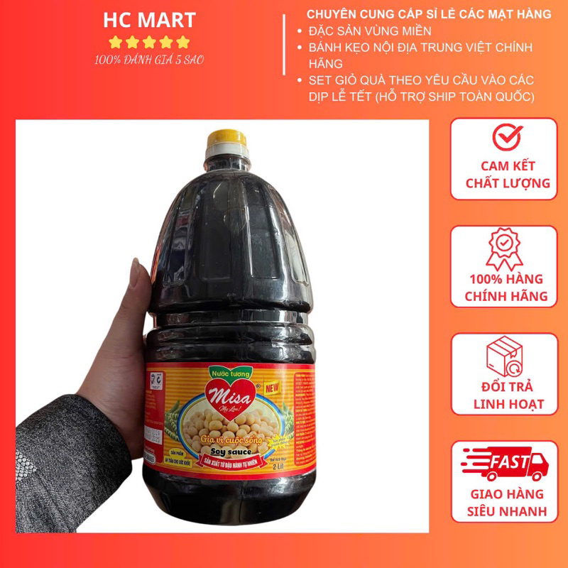 Nước Tương Xì Dầu Misa Can 2L (Nhãn Mới Hãng Quê Tôi )