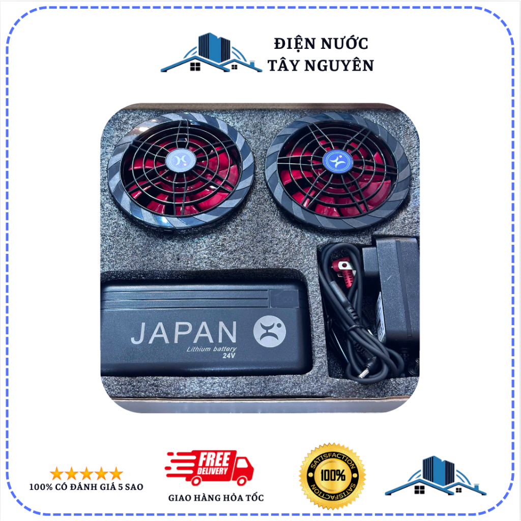 Quạt Áo Điều Hòa 18V Công Suất Lớn pin 74000mah Dùng 12-14h, Áo Điều Hòa Nhật Bản Akita Chính Hãng