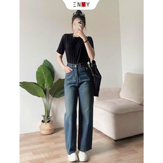 Quần Jean Ống Suông Ngắn Nữ Cạp Cao Hot ENVY J140