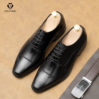  Giày Da Oxford Nam Công Sở Cao Cấp 0181 POLYTINO Giày Tây Nam Trẻ Trung Da Bò Đế Phíp Gỗ BH 12 Tháng 