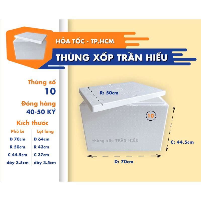 thùng xốp size số 10 : 50 ký ,thùng xốp giữ nhiệt, thùng mút mới