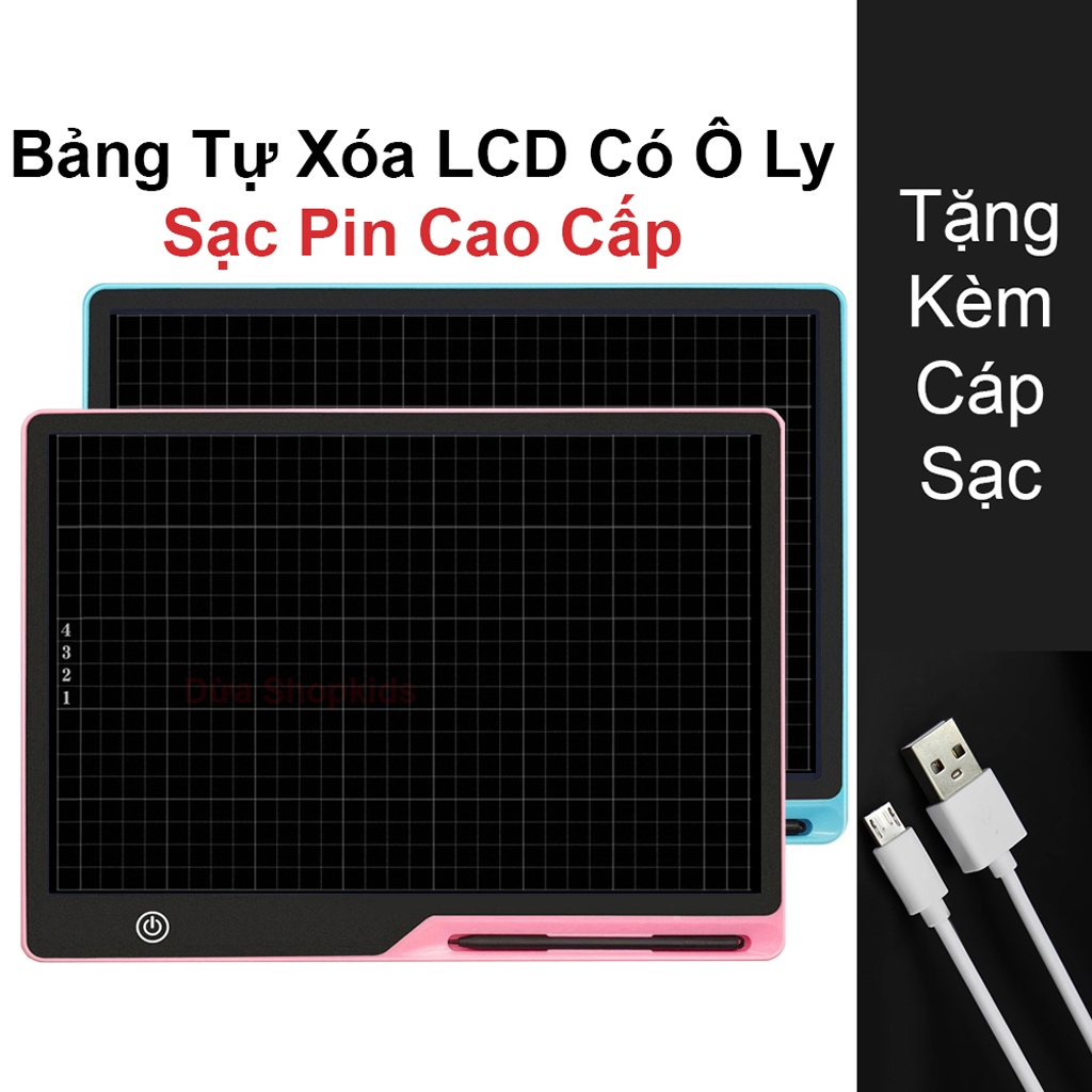 [Kẻ Ô Ly - Sạc Pin] Bảng Viết Tự Xóa Có Ô Ly 16 Inch, 13 Inch Đơn Sắc Bảng Tự Xóa Thông Minh Bảng LC
