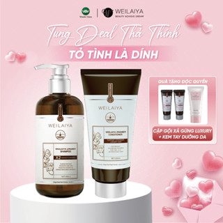 Cặp dầu gội xả tóc thảo dược Weilaiya gừng giúp kích thích mọc tóc gấp đôi hiệu quả cho da khô, da thường