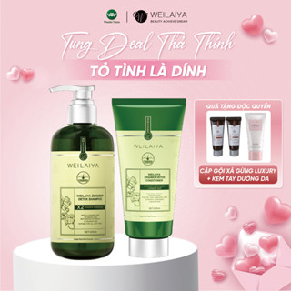Cặp dầu gội xả tóc thảo dược Weilaiya gừng giúp detox, chống lão hóa da đầu và kích thích mọc tóc cho da dầu