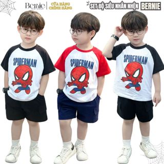 Set đồ bộ đi chơi cho bé trai hàn quốc siêu nhân áo thun và quần thun người nhện 1 đến 6 tuổi BERNIE