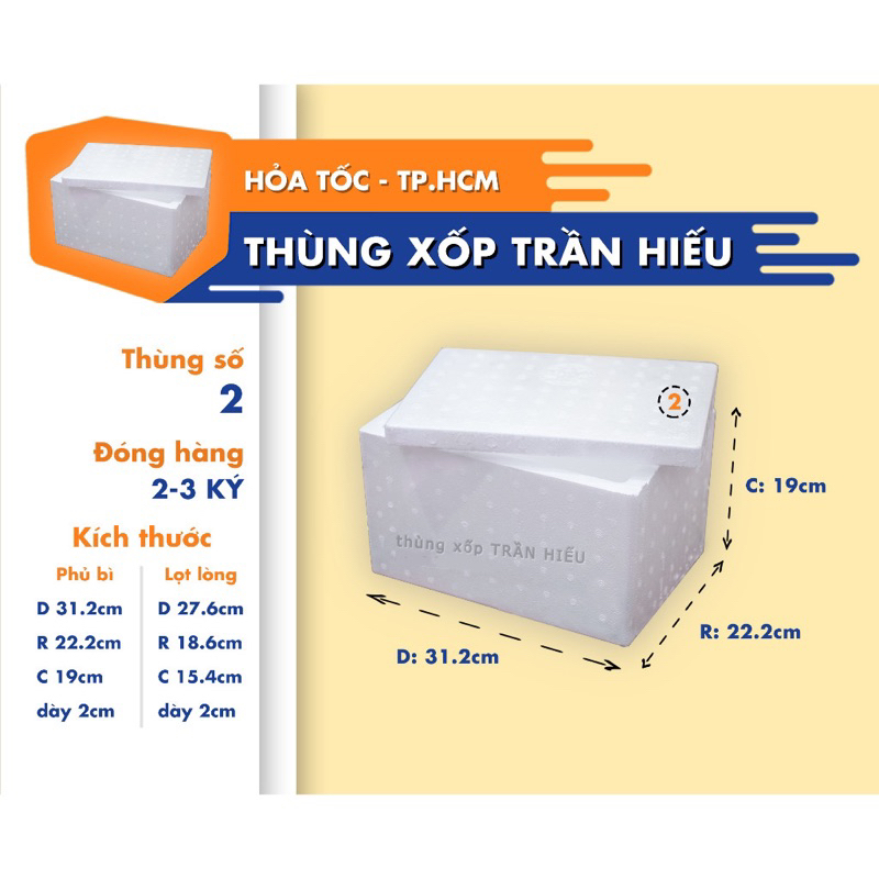 thùng xốp size số 2 (31x22x19cm), thùng xốp giữ nhiệt,thùng mút xốp mới, xốp mút đóng hàng