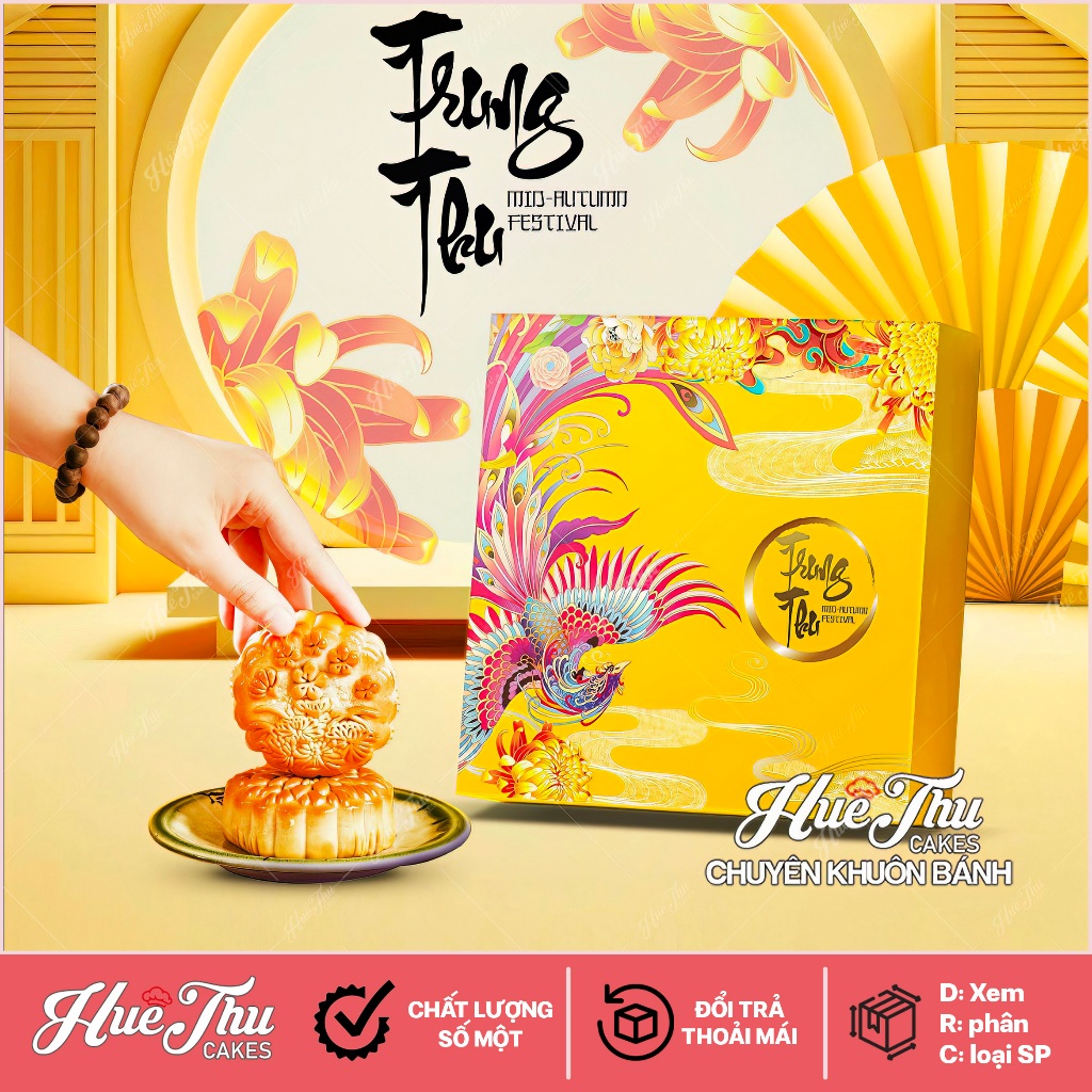 Hộp trung thu Khổng Tước 4 bánh (10 hộp) - hộp đựng bánh Trung Thu 150g - 250g