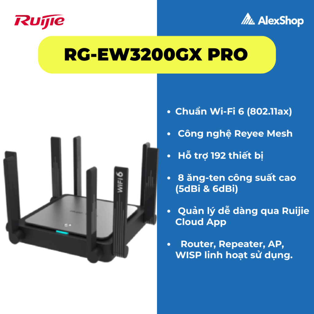 [2026] Thiết Bị Phát Wifi 6 RUIJIE RG-EW3000GX/ RG-EW3200GX PRO Hỗ Trợ Nhiều Users