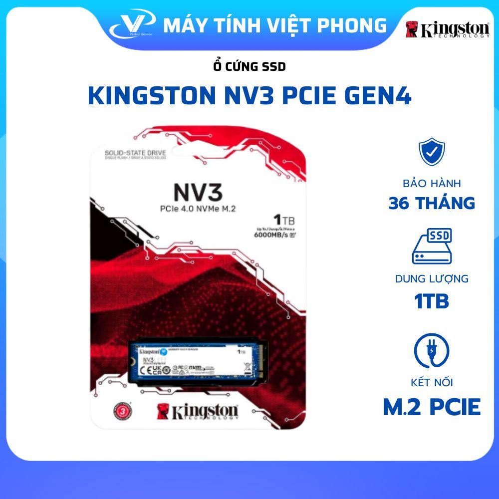 Ổ CỨNG SSD KINGSTON NV3 1TB - 500GB - NVME M.2 PCIE GEN 4X4 (6000MB/S - 4000MB/S)