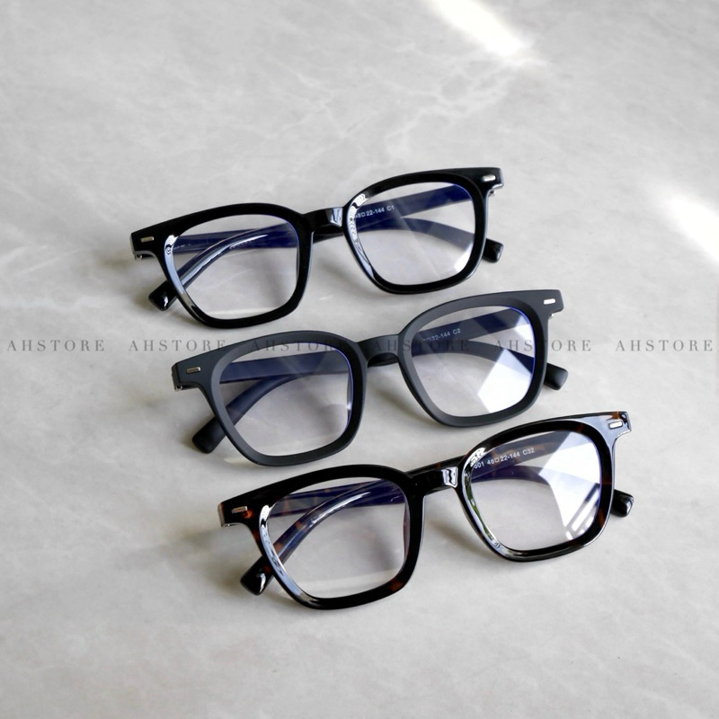 Gọng Kính Mắt Nam Nữ Vuông Trơn AHSTORE Chất Liệu TR Chống Ánh Sáng Xanh