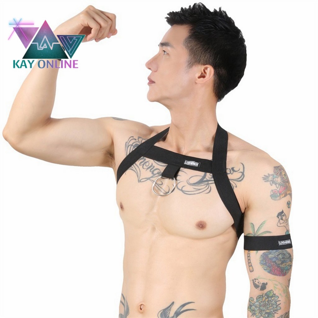 Đai ngực nam sexy dây kiểu mới khoen kim loại trước ngực CLEVER Quà tặng kèm dây đeo tay