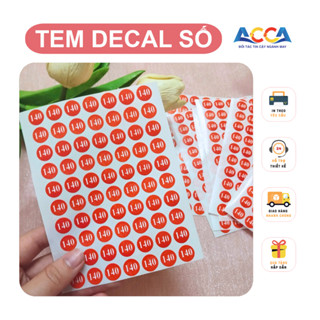 Tem decal size size số, Tem size quần áo trẻ em số 80, 90 đến 150, nhãn dán kích thước in số