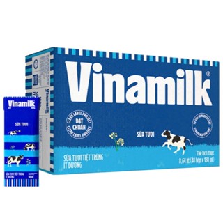 Thùng 48 110ml-180ml Hộp Sữa tươi tiệt trùng Vinamilk Có Đường,Ít Đường, Không Đường, Green Farm