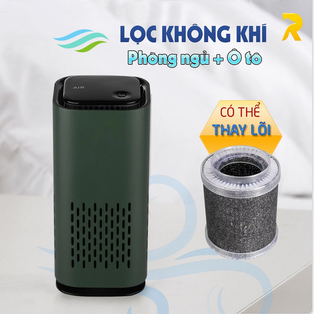 Máy Lọc Không Khí Phòng Ngủ, Máy Lọc Không Khí Ô Tô Mini Có Thể Thay Lõi Lọc