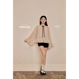 JOIE DES ROSES - Áo dáng xòe babydoll chấm bi phối nơ nhung Rosa Top