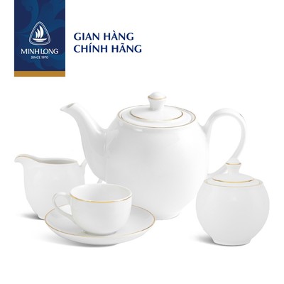 Bộ Trà Sứ Cao Cấp Minh Long - Camellia - Chỉ Vàng
